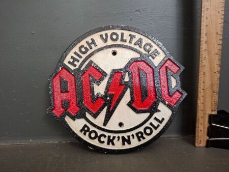 ACDC High Voltage Rock n Roll Cast Iron Sign