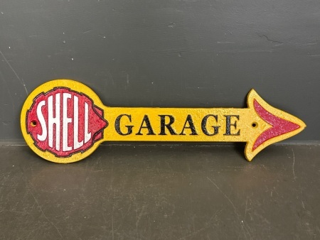 Cast Iron Shell Garage Arrow Sign