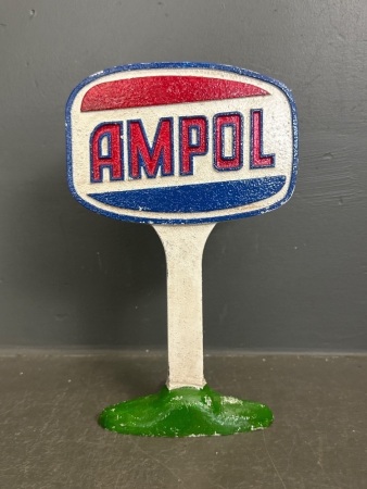 Cast Iron Ampol Bench Sign