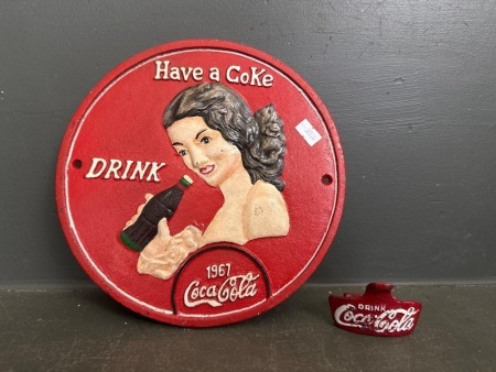 Cast Iron Coca Cola Sign & Bottle Opener