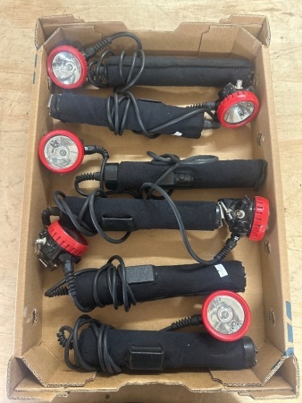 6 x Corded Cap Lamp - Miners / Industrial Head Lamps