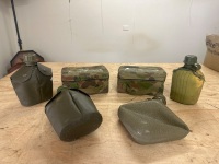 4 Water Canteens Plastic & 2 Carry Containers - 2