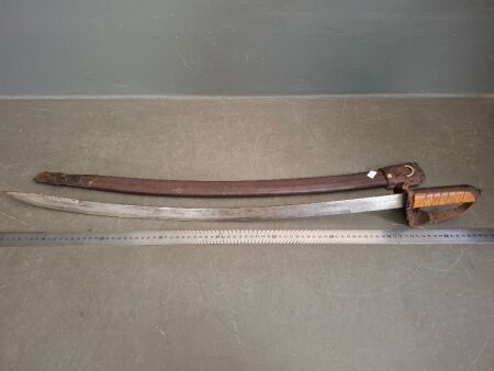 Indian Style Sword in Leather Sheath & Leather Handle