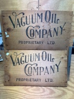 2 x Vacuum Oil Company Wooden Crate Ends