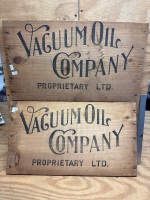 2 x Vacuum Oil Company Wooden Crate Ends - 2