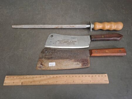 Meat Cleavers and Butchers Steel