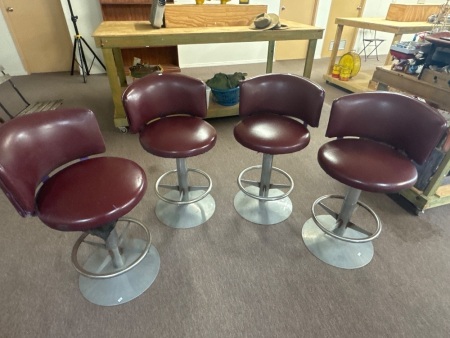 4 x Burgundy Vinyl Bar Stools