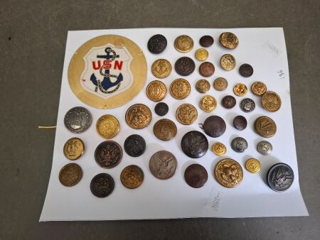Large collection of military buttons