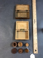 2 Vintage Mauclineware Boxes + 3 Treen Perfume Stick Holders - 3