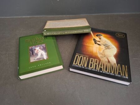 3 Cricket Books - Incs The Art of Cricket by Sir Donald Bradman + The Bradman Years + Don Bradman The Anniversary of the Museum