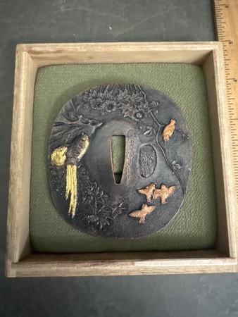 Japanese Tube (Samurai Sword Guard) in Box signed