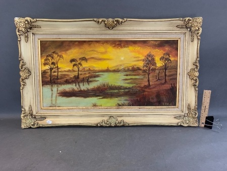 Vintage Framed Oil on Board Signed R.Pollock