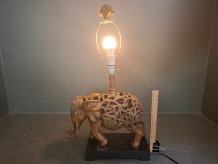 Carved Elephant Lamp