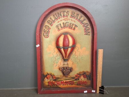 Geo Blunts Balloon Flight Richmond 1816 Folk Art Relief