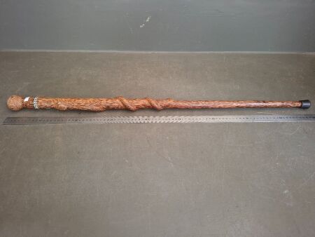 Snake Carved Mother of Pearl Inlay Walking Stick