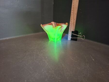 Uranium and Manganese Art Glass Bowl