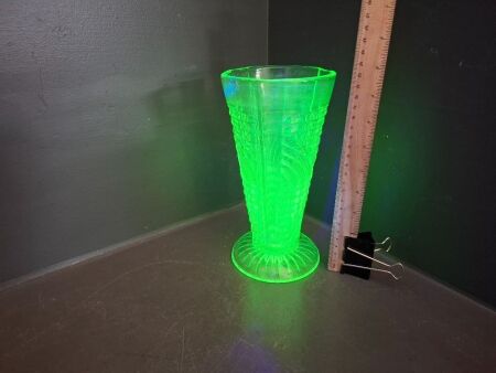 Uranium Glass Art Deco Vase