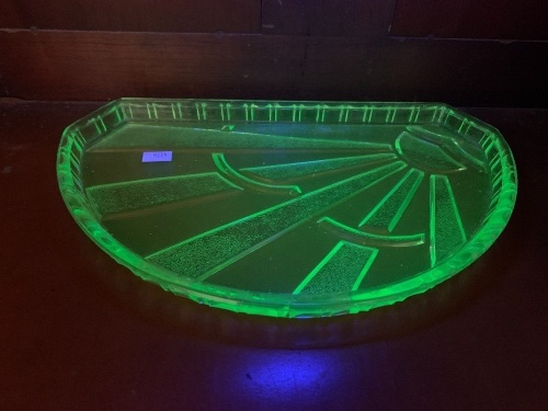 Vintage Uranium Glass Sunburst Bedroom Dresser Tray