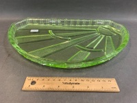 Vintage Uranium Glass Sunburst Bedroom Dresser Tray - 2