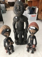 3 Vintage Carved Tribal Figures