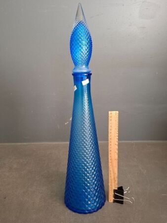 Vintage Blue Art Glass Genie Bottle
