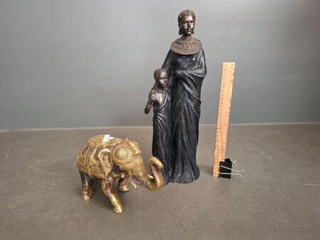 The Leonardo Collection Mother & Child with Heavy Brass Embellished Elephant
