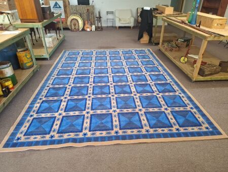 NZ Wool Blue and Tan Floor Rug
