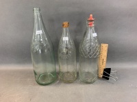 Vintage Oil Quart Bottle Alexandria, H.Needs Mudgee Crown Top Bottle + Cordial Bottle