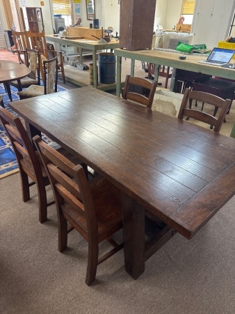 Large Heavy Wooden Table with 4 Solid Chairs & Bench Seat - Freedom Furniture piece