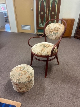 Antique Bentwood Arm Chair w. Foot Stool