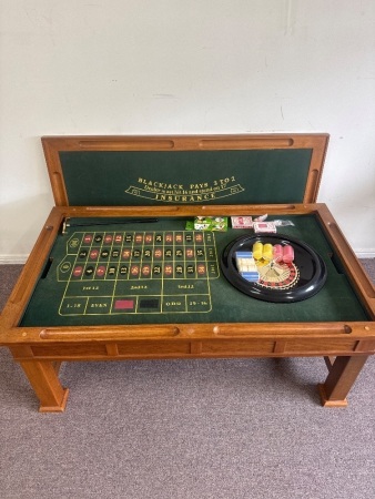 Solid Wood Gaming Table Roulette, Black Jack, Cards