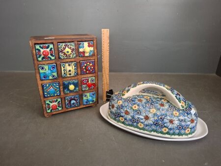 Moroccan Style Hand Painted Spice Rack with Home & Co Serving Lidded Dish
