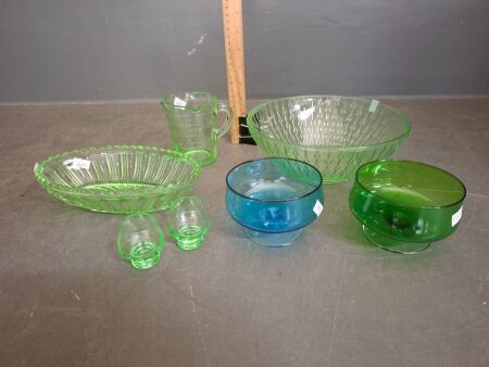 Selection of Green Depression Glass