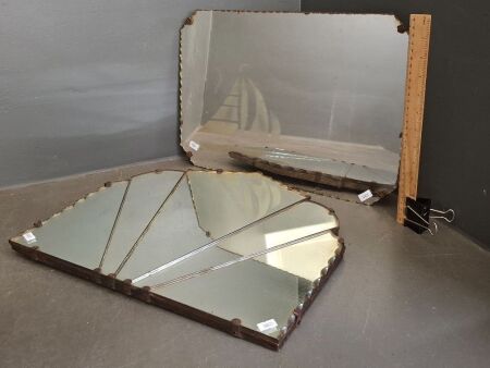 2 Small Mid-Century Scollop Edged Mirrors