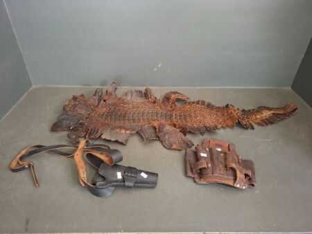 Crocodile Skin, Leather Pistol Holder & Leather Linc Nail Bag