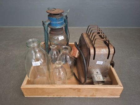 Mixed Lot Incs Bottles - Lantern - Vintage Toaster