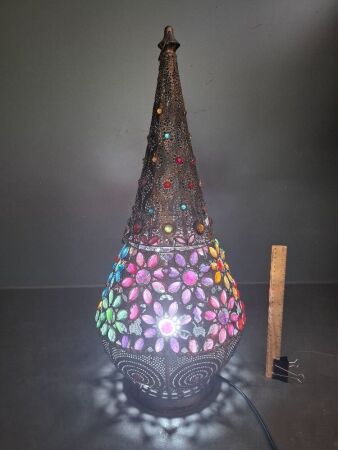 Moroccan Lamp - with coloured glass gems and beading