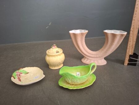 Mixed Carltonware & Crown Lustre Vase