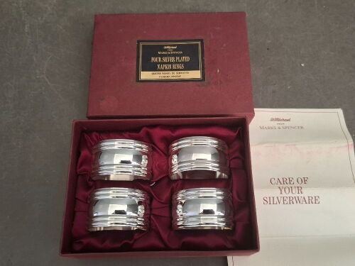 St Michael by Marks and Spence Set of 4 Silver Plated Napkin Rings