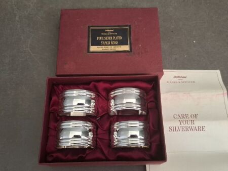 St Michael by Marks and Spence Set of 4 Silver Plated Napkin Rings