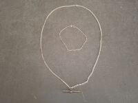Sterling Silver 70cm Necklace with Fob + Chain Bracelet 25cm
