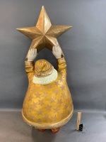 Large Fibreglass Gold Santa with Star - As Is - 3