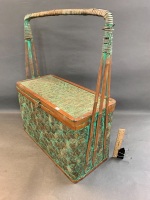 Large Green Washed Split Bamboo Woven Basket - 2