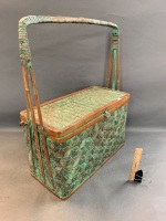 Large Green Washed Split Bamboo Woven Basket - 3