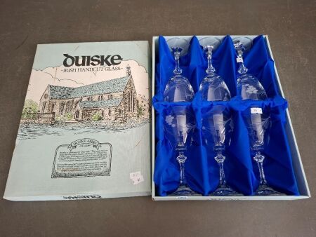 Duiske Irish Hand Cut Glass x 6 in Original Box