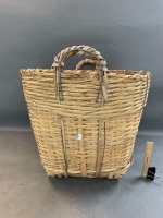 Large Heavy Duty Wired Split Cane Basket with Handles