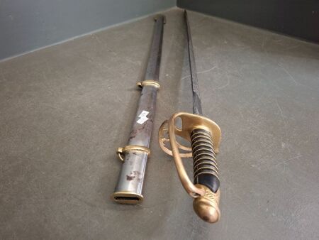 Brass Handled Sword Marked CSA 1860 with Sheaf