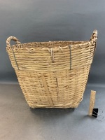 Large Heavy Duty Wired Split Cane Basket with Handles - 3