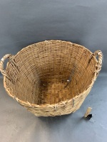 Large Heavy Duty Wired Split Cane Basket with Handles - 4