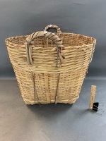 Large Heavy Duty Wired Split Cane Basket with Handles - 6